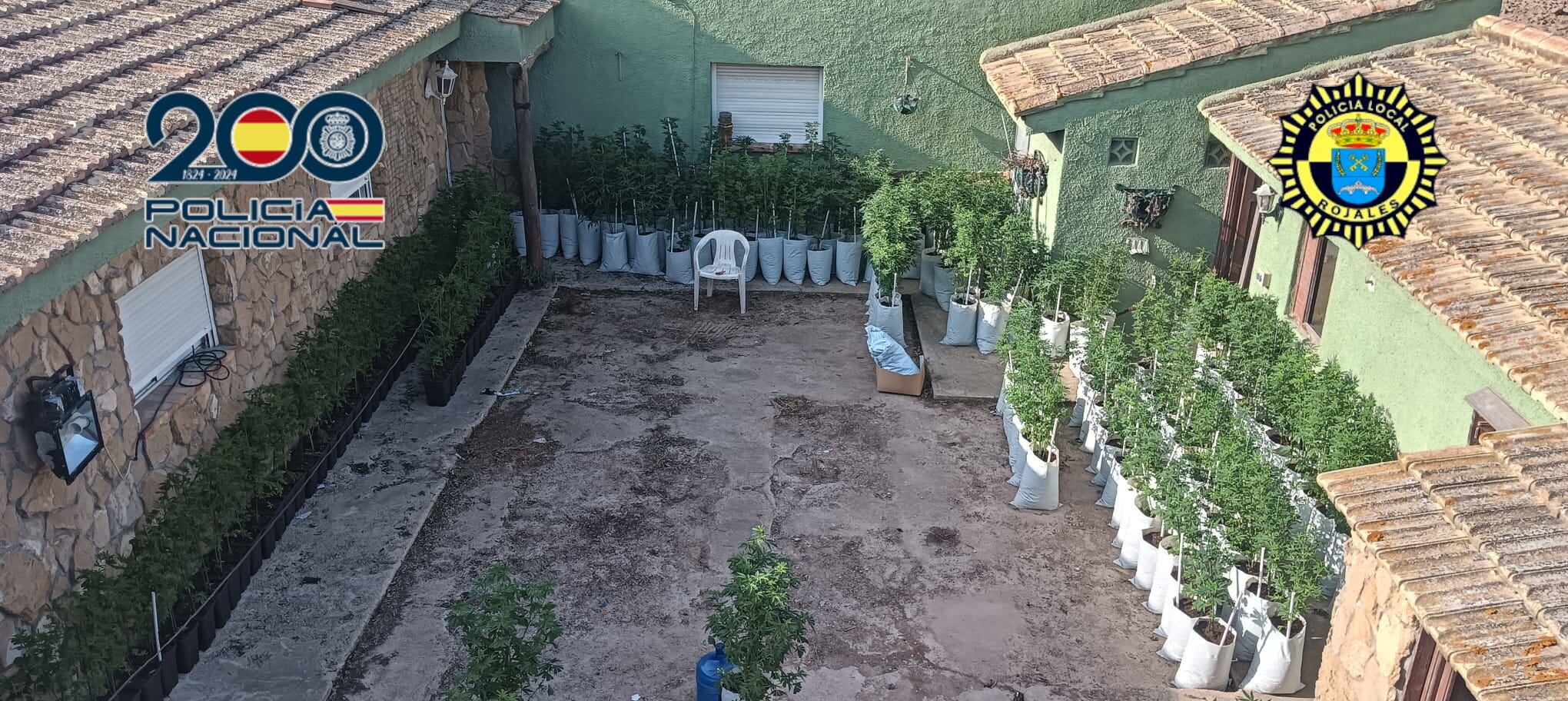 Finca donde se ubicaba el taller clandestino en el que se ha desmantelado un cultivo indoor de marihuana en Rojales. Foto: Policía Nacional