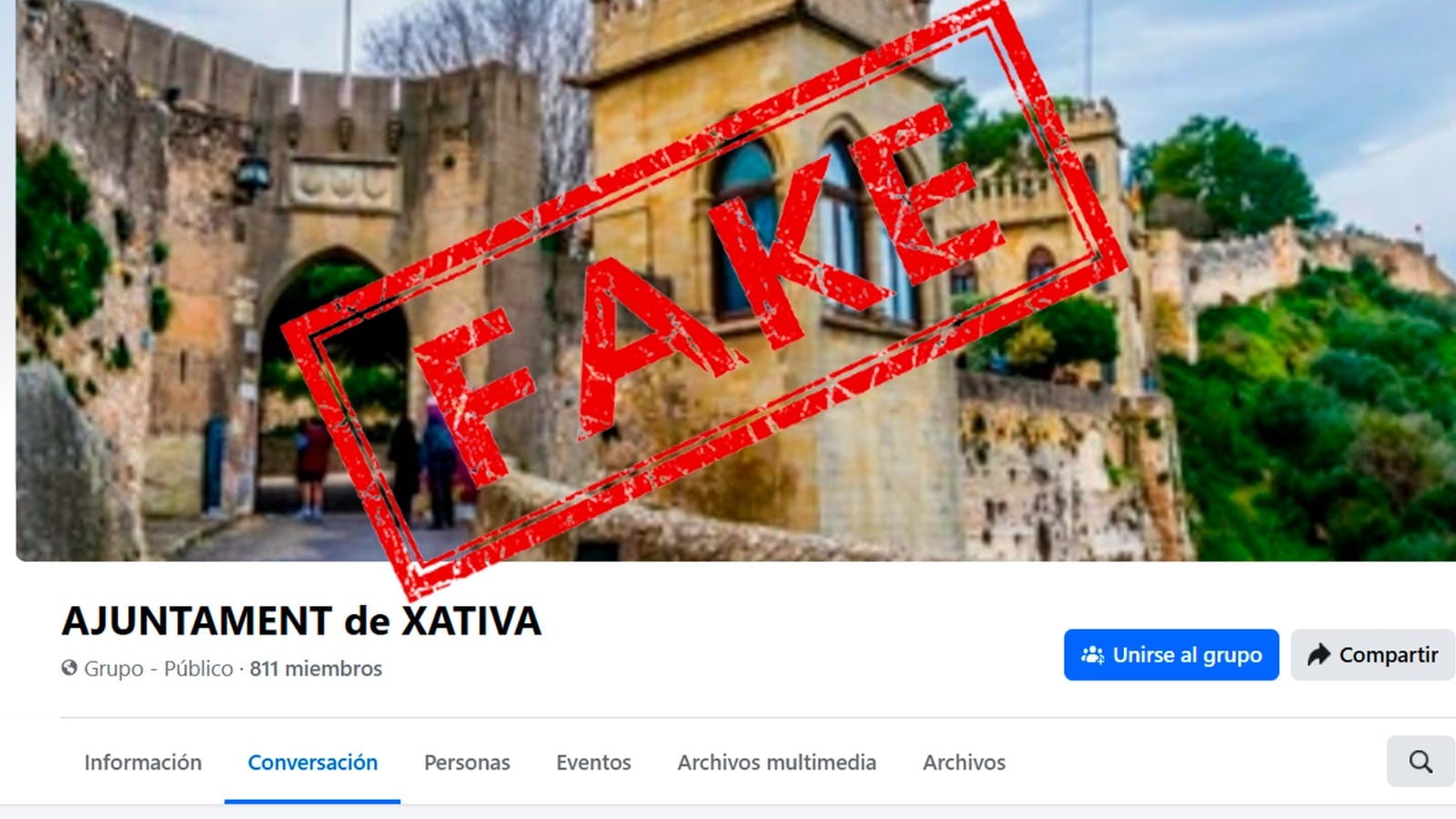 Página falsa del Ayuntamiento de Xàtiva