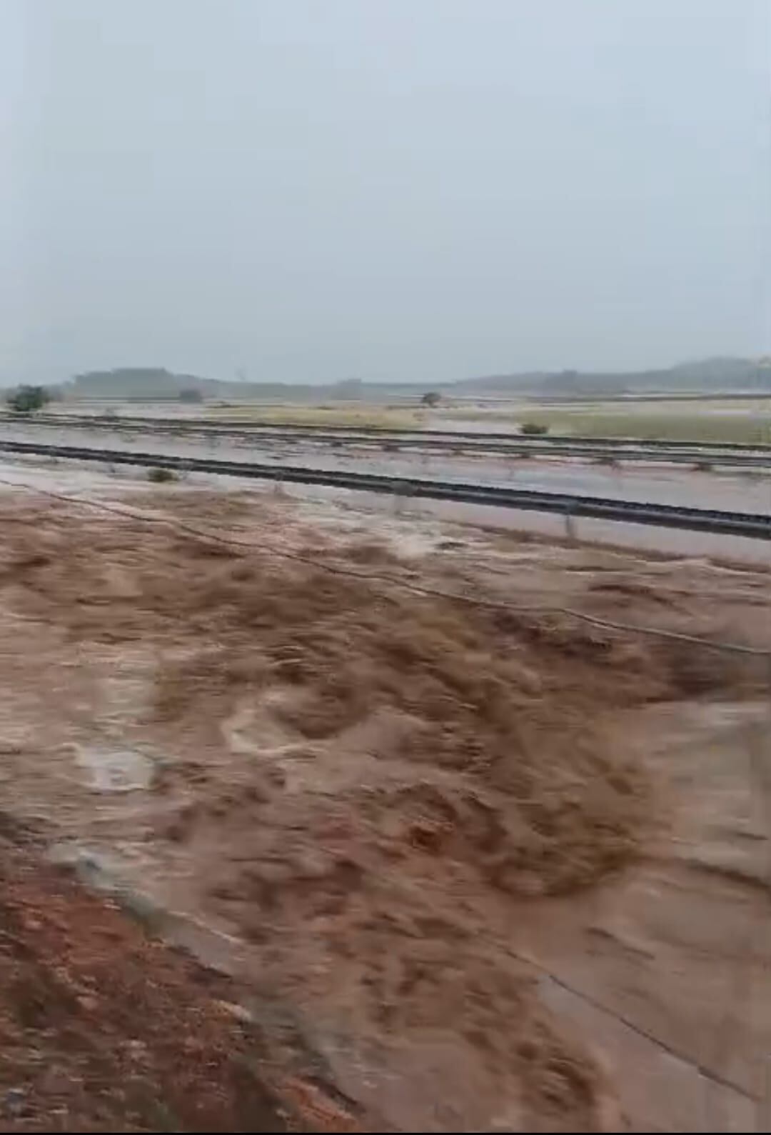 Riadas en la autovía, a la altura de La Encina