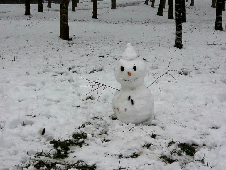Un muñeco de nieve en un parque de Vitoria