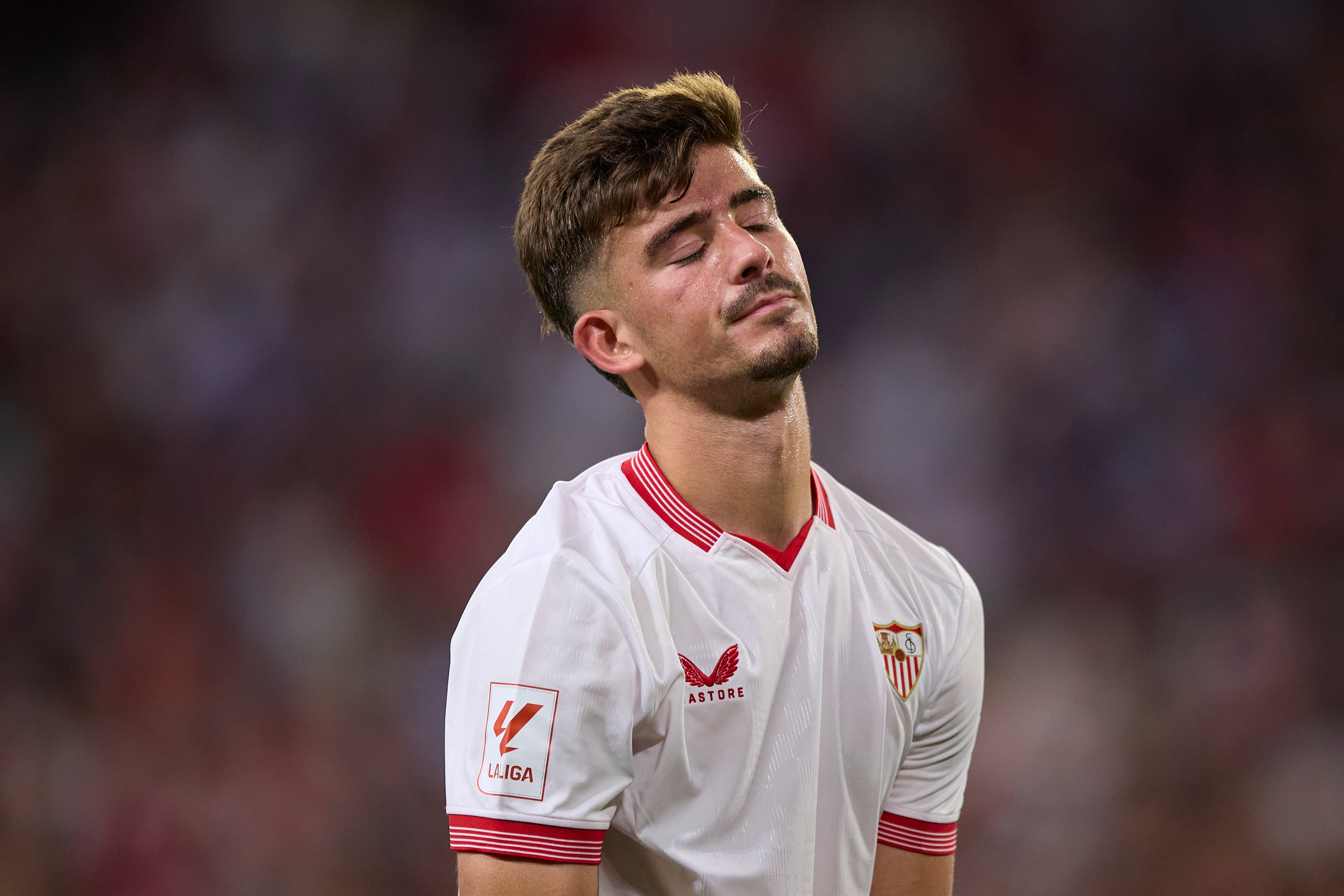 Kike Salas, durante el partido de Liga entre Sevilla FC y FC Barcelona de la pasada temporada