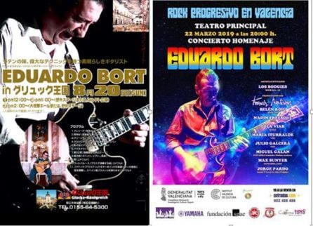 Carteles de conciertos de Eduardo Bort en Japón y su reciente homenaje en Valencia