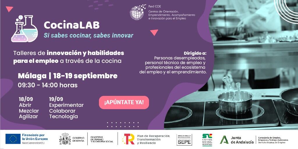 Cartel de los talleres de innovación para el empleo CocinaLab
