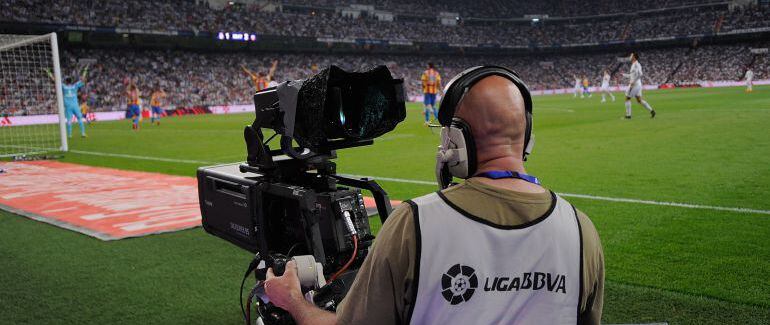 Operador de cámara en el Camp Nou