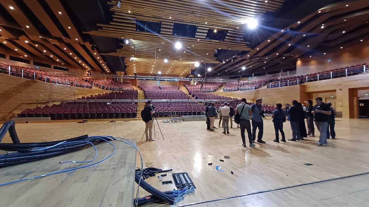 Preparativos en el Palacio de Congresos de Granada para la Cumbre Europea de los días 5 y 6 de octubre de 2023