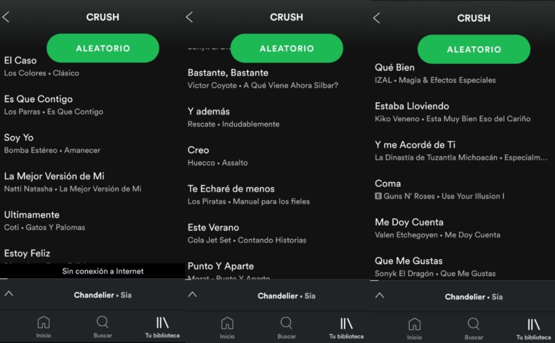 Pantallazos de la playlist creada por Eme DJ para declarar su amor