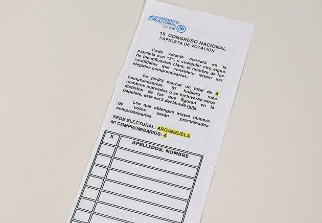 La papeleta de votación de los compromisarios