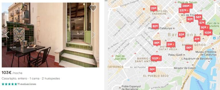 Airbnb mantiene una importante oferta de pisos turísticos en Barcelona, especialmente en el distrito de Ciutat Vella