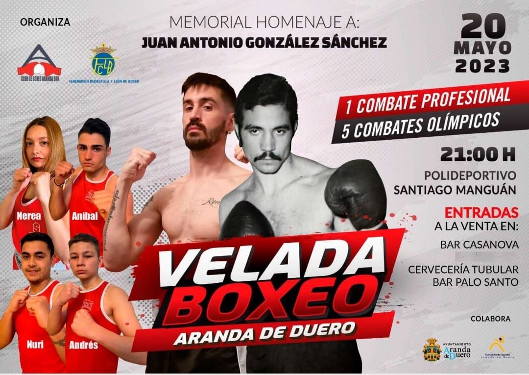 Cartel de la velada de boxeo en homenaje a Juan Antonio González 'Sánchez' del próximo 20 de mayo en el Santiago Manguán