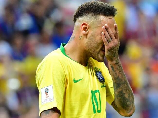 Neymar en el partido contra Bélgica en el Mundial de Rusia