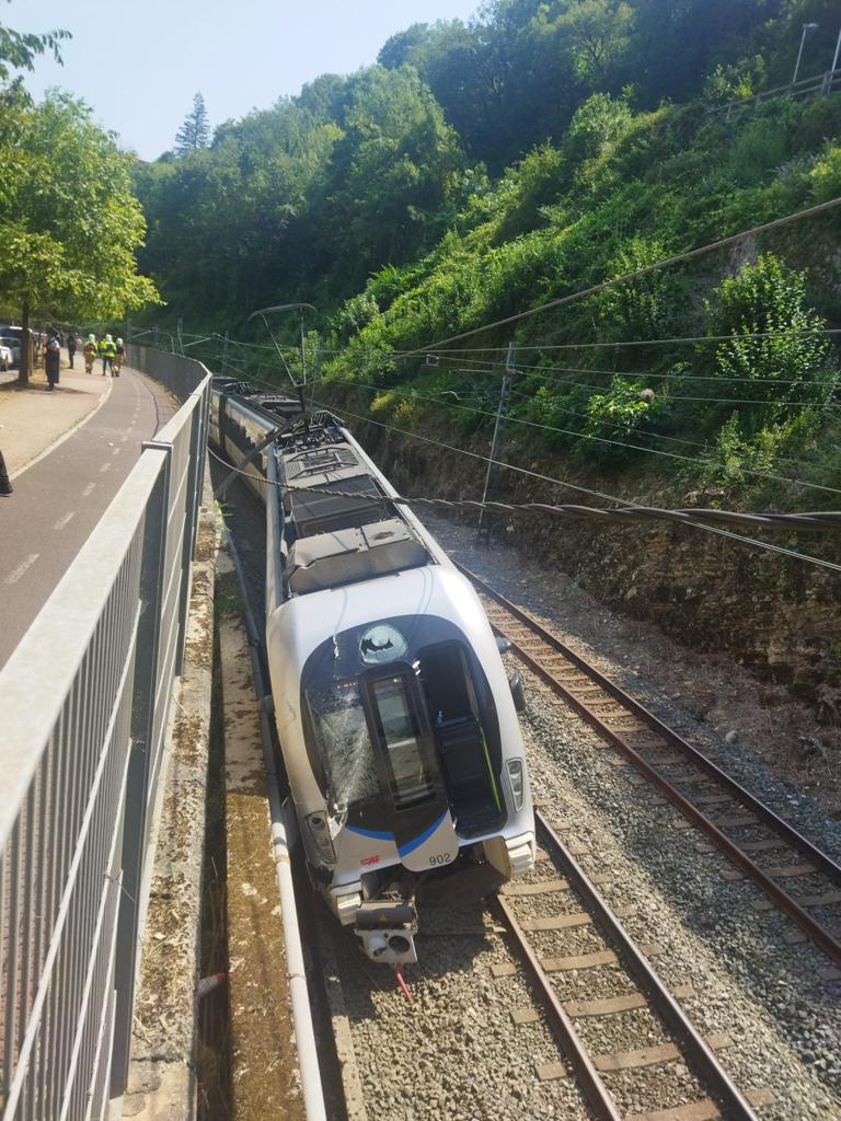 Imagen del topo descarrilado en la vía / Ayuntamiento San Sebastián