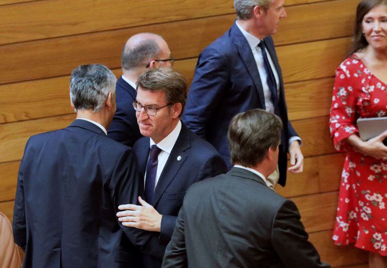 El presidente de la Xunta de Galicia, Alberto Núñez Feijóo, en el pleno del parlamento Gallego. 