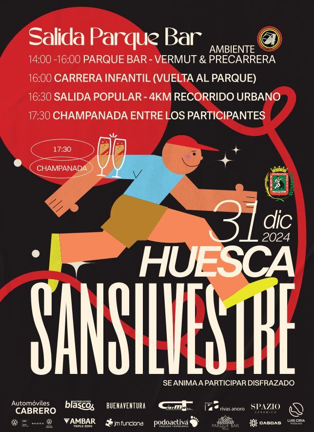 Cartel de la San Silvestre de Huesca que se recupera este año