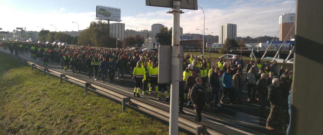 Manifestación de trabajadores de los auxiliares del naval