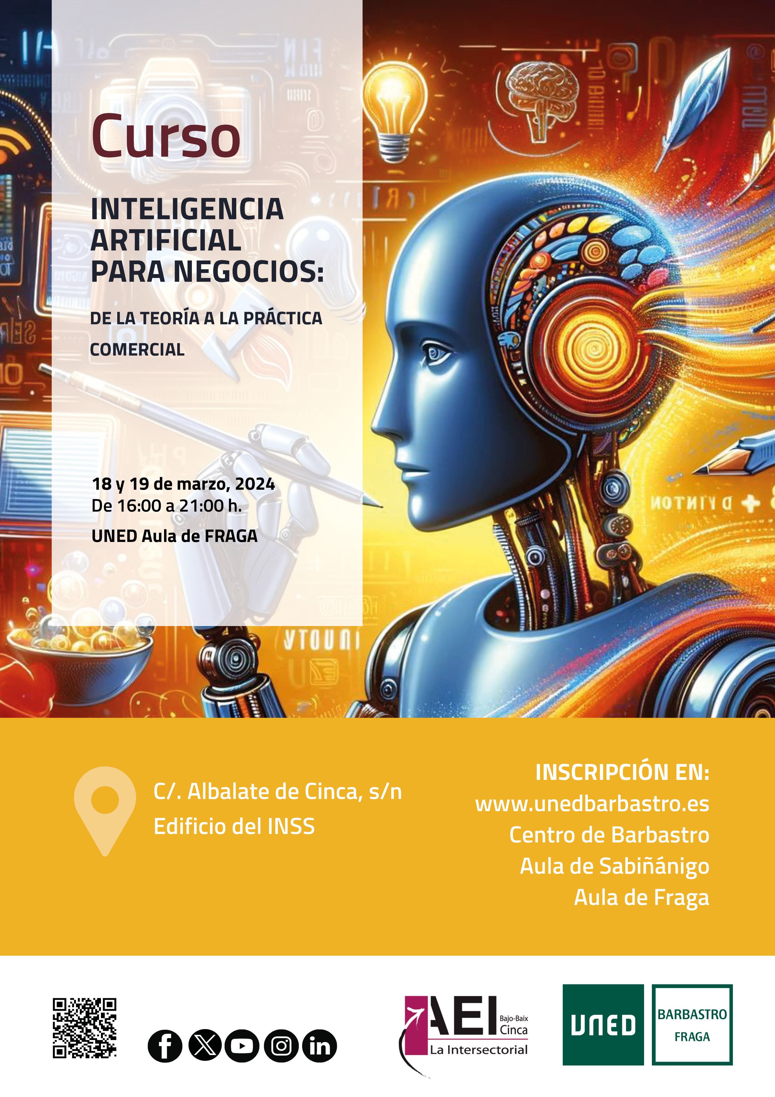 Cartel curso IA en Fraga organizado por la UNED Barbastro