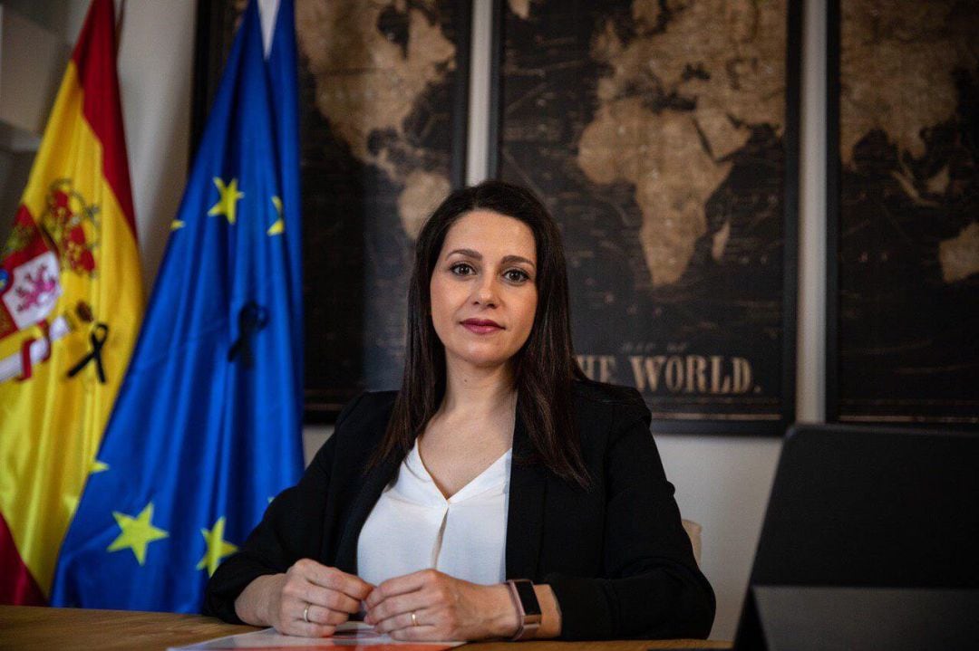 La líder de Ciudadanos (Cs), Inés Arrimadas, durante su intervención en la clausura de la Asamblea General del partido, este domingo en Madrid