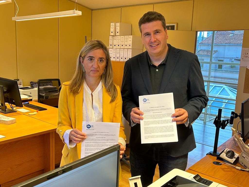 La portavoz parlamentaria del PP, Cristina Maiso, y el diputado autonómico, Diego Bengoa, han presentado en el Parlamento de La Rioja dos proposiciones no de ley en contra de la ley de amnistía y en defensa de la igualdad entre los españoles.