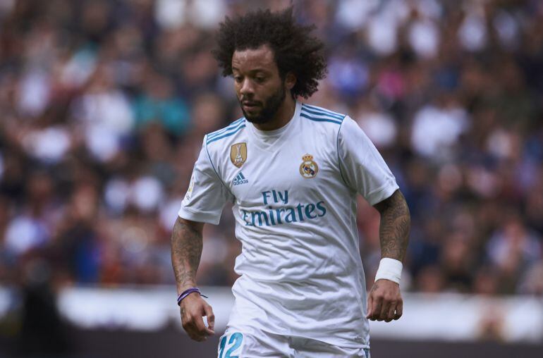 Marcelo durante el derbi madrileño. 