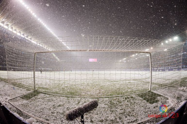 Foto de archivo del Sadar nevado cuando se suspendió el partido ante el Nastic el pasado 1 de diciembre