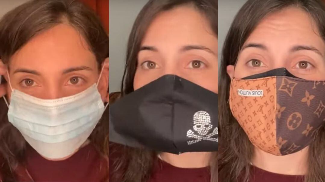 Marian García divulgando el uso de las distintas mascarillas en un vídeo en su web.