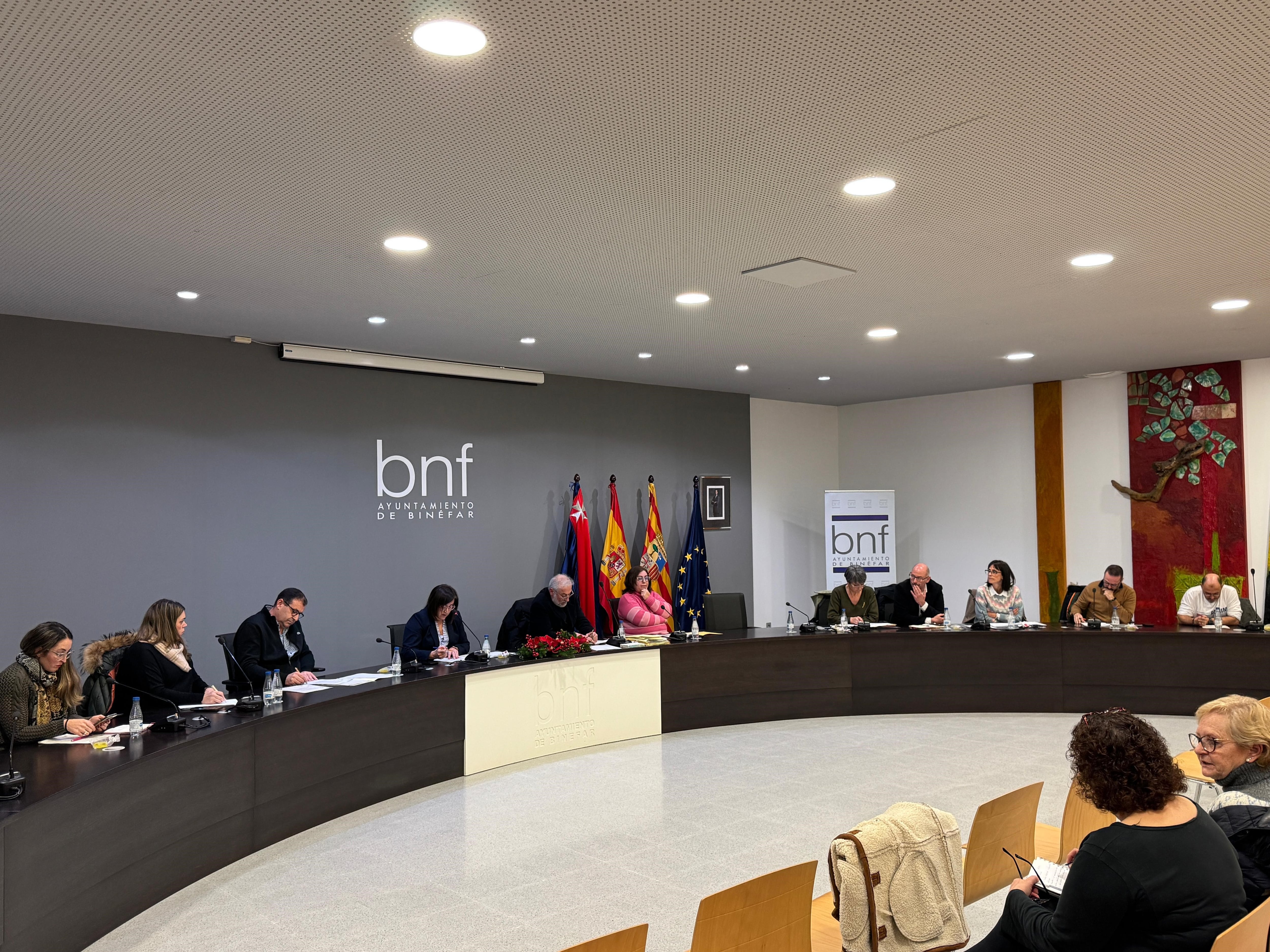 Imagen del pleno del Ayuntamiento de Binéfar celebrado ese jueves. Foto: Ayto. de Binéfar