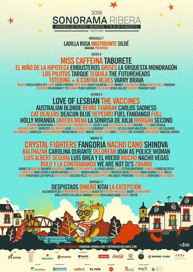 Cartel completo (por días) del festival Sonorama.