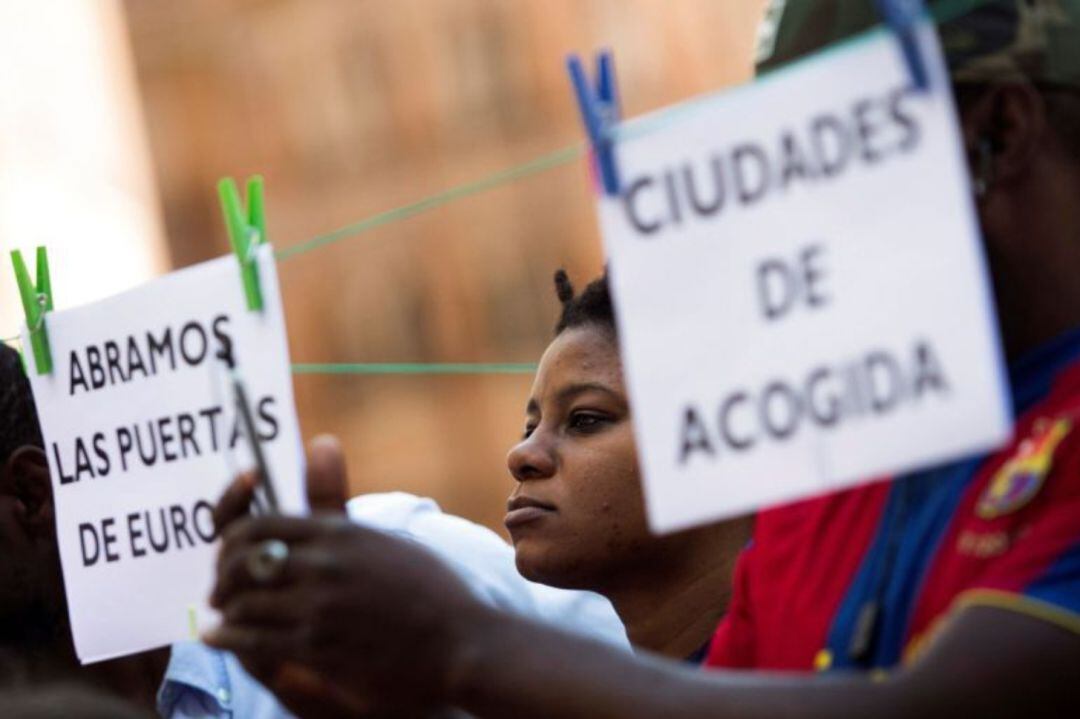 Día Mundial de los Refugiados en la Plaza de España de Zaragoza en 2018