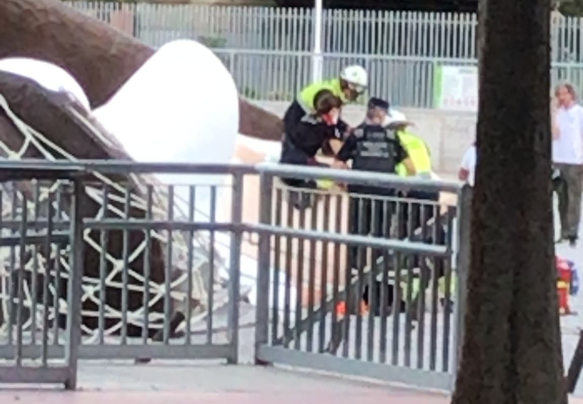 Un niño queda atrapado en el parque Gulliver de València.