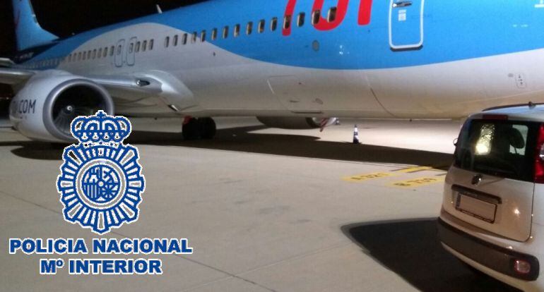 El avión, estacionado en el Aeropuerto de Málaga, en el que fue arrestada la mujer