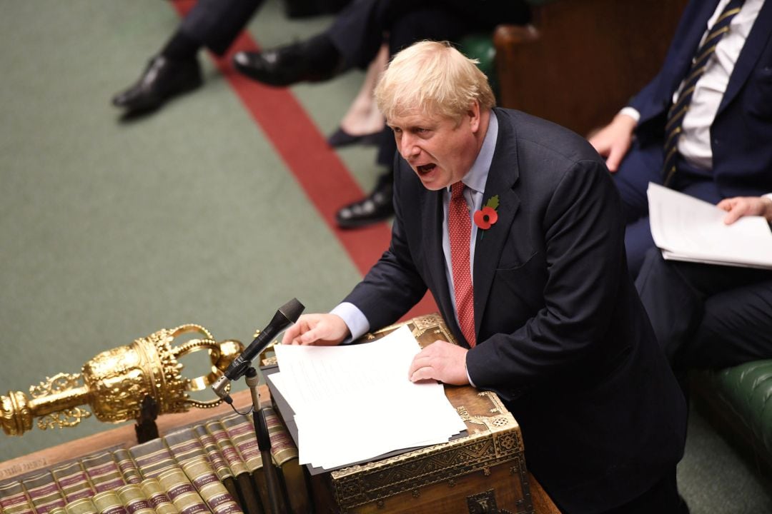 El primer ministro británico, Boris Johnson, durante su discurso en la Cámara de los Comunes