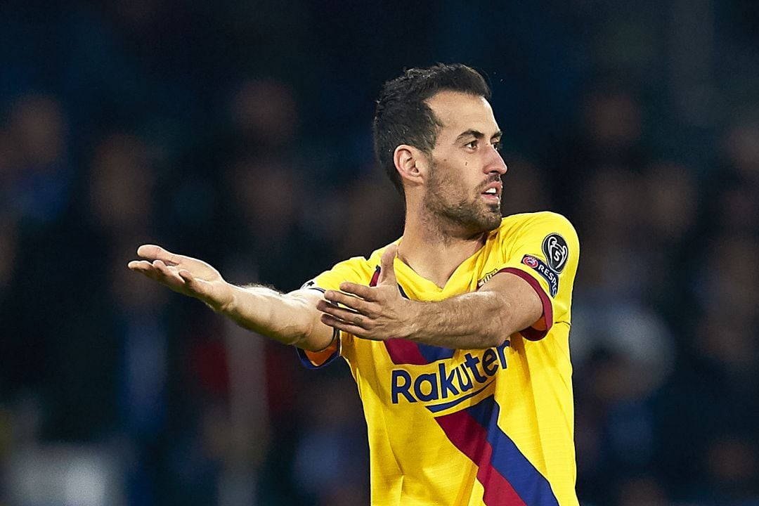 Busquets, durante el partido contra el Nápoles. 