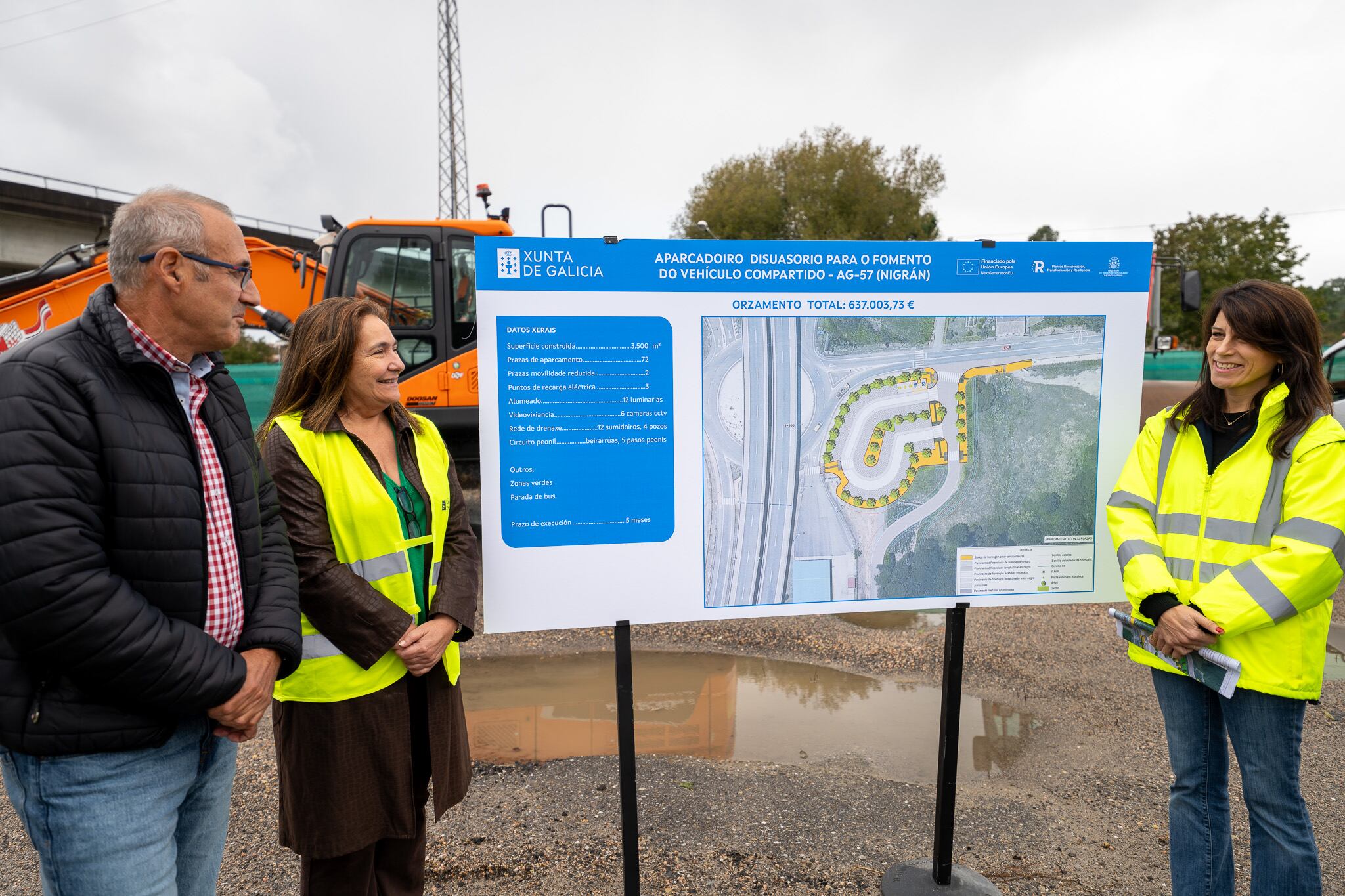 Ana Ortiz visita las obras del aparcamiento disuasorio de Nigrán