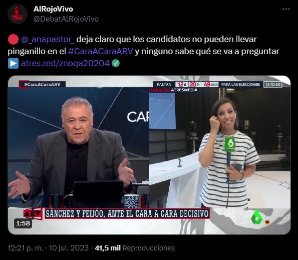 Los periodistas Ana Pastor y Antonio García Ferreras (La Sexta, Atresmedia) explicaron las normas del debate.