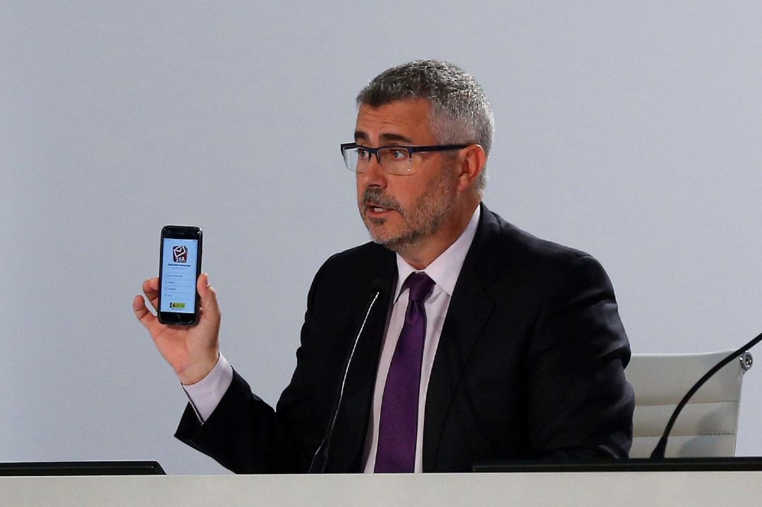 Miguel Ángel Oliver, en una rueda de prensa celebrada durante las Elecciones Generales (2019).