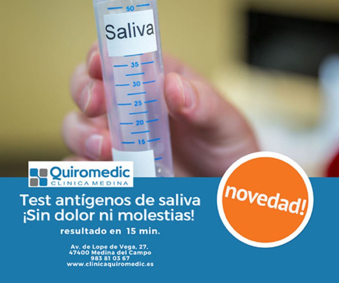 Quiromedic incorpora los test de saliva para hacer más cómodas las pruebas de Covid