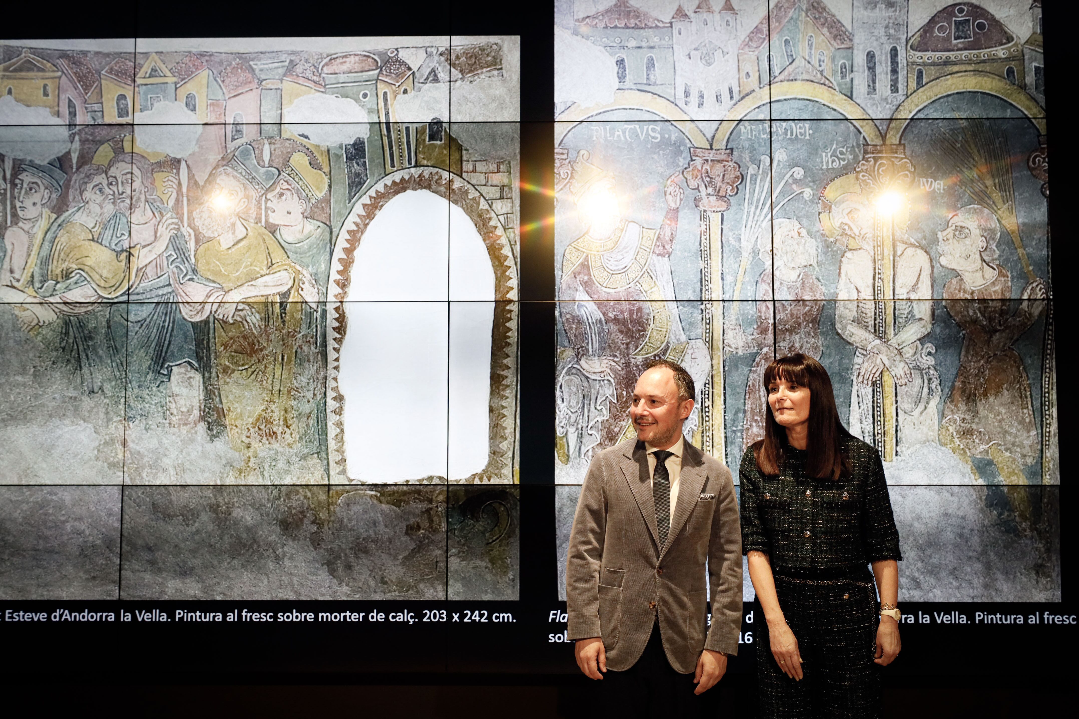 El cap de Govern, Xavier Espot, i la ministra de Cultura, Joventut i Esports, Mònica Bonell, han anunciat la recuperació de dues escenes de les pintures murals de l'església de Sant Esteve d'Andorra la Vella.