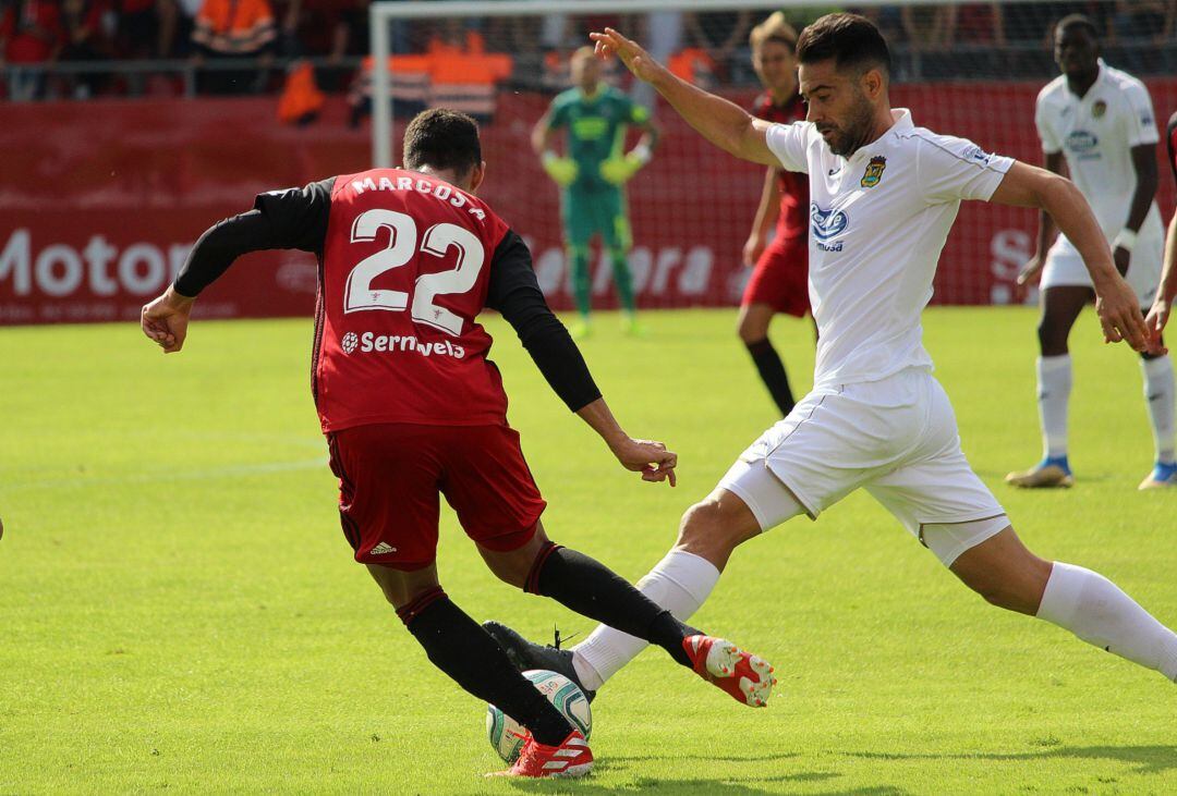 Marcos de Sousa (22), anotó el primer gol de los mirandeses, que puso muy cuesta arriba el partido para los fuenlabreños.