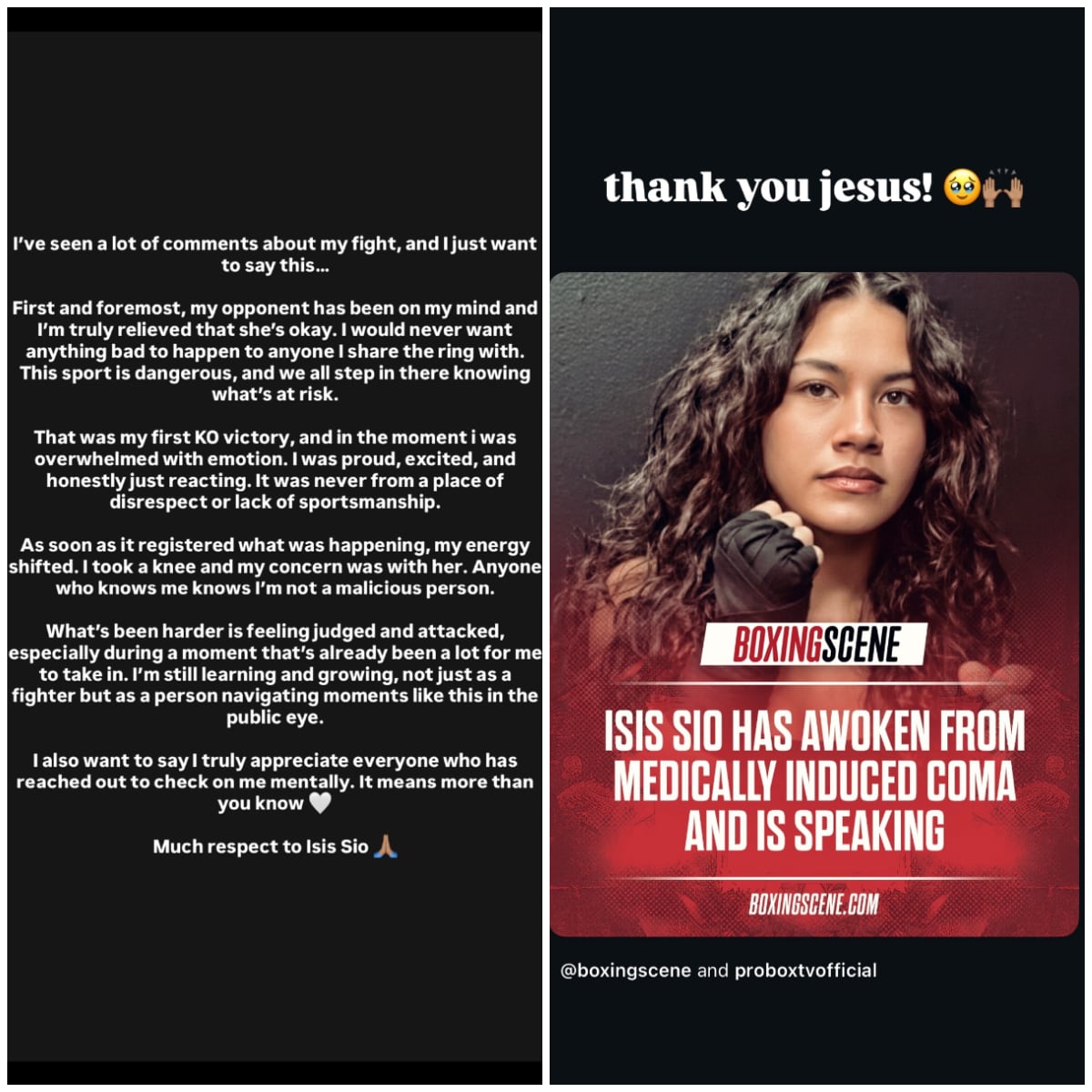 La preocupación de Jocelyn Camarillo por el estado de su rival