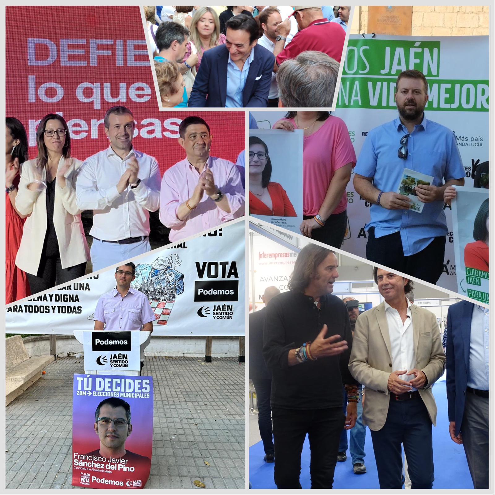 Un collage de fotografías del arranque de la campaña electoral en la provincia de Jaén