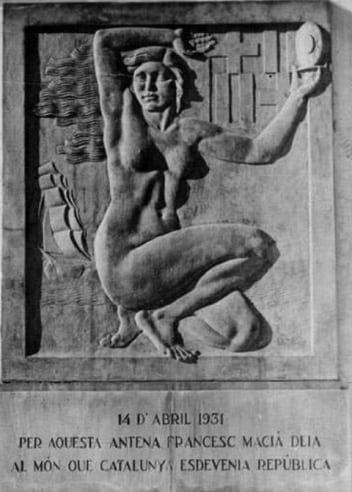 La placa original que aquest diumenge es restituirà a l'edifici de Ràdio Barcelona al Tibidabo