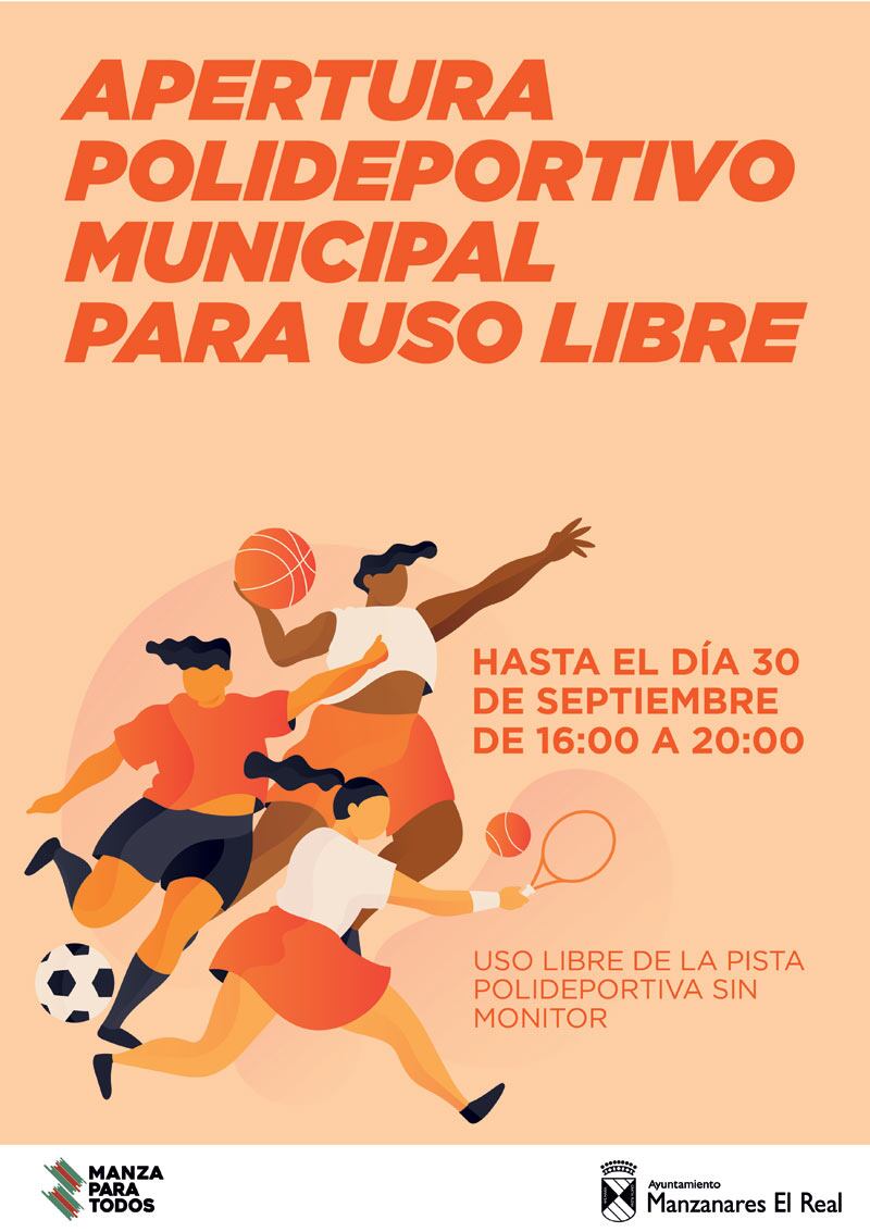 Imagen de la campaña de apertura gratuita de las instalaciones deportivas de Manzanares El Real durante septiembre