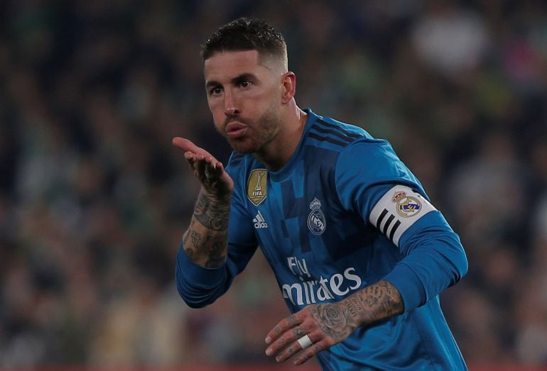 Sergio Ramos celebra el segundo gol del Real Madrid