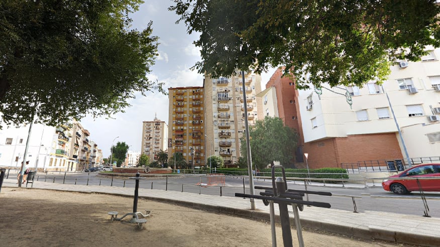Edificios en el Barrio de la Paz de Linares.