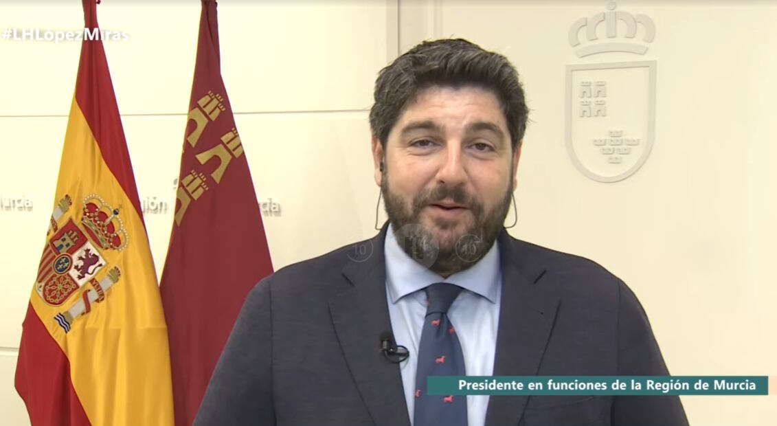 Fernando López Miras, presidente en funciones de la Región de Murcia