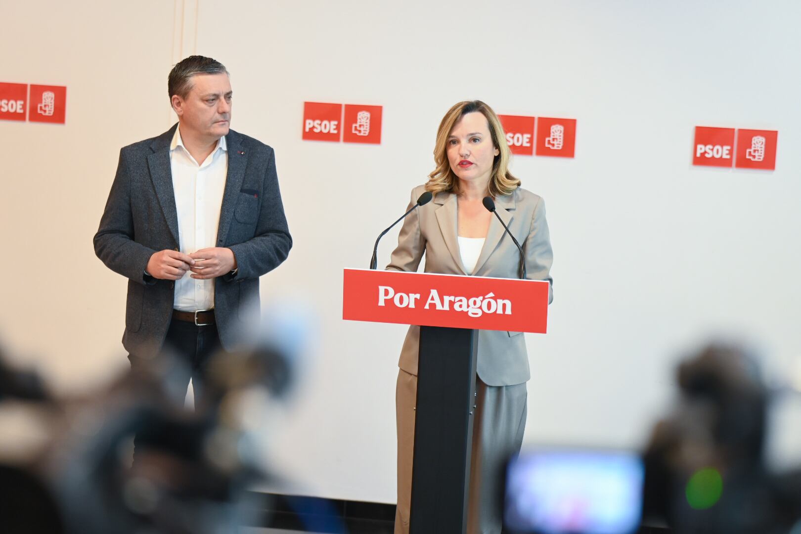 Pilar Alegría, esta mañana en Zaragoza