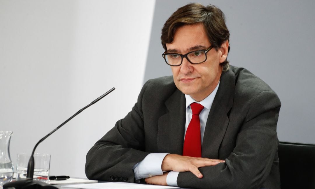 El ministro de Sanidad, Salvador Illa, durante su comparecencia ante los medios tras la Conferencia multisectorial.