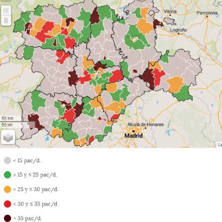 Mapa de impacto de la presión asistencial en los profesionales de Pediatría por zonas básicas de salud