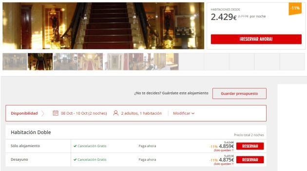 Pantallazo de la &quot;oferta&quot; para este hotel de cuatro estrellas en Ciudad Real