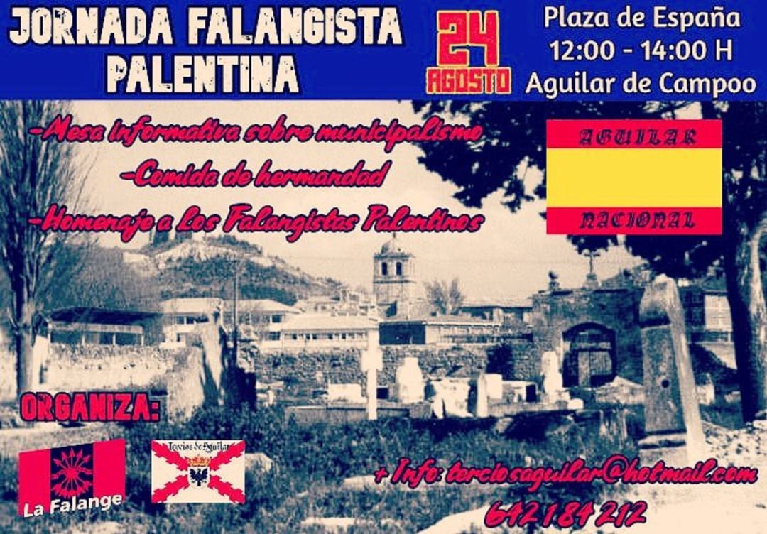 Cartel del evento falangista en Aguilar de Campoo (Palencia)