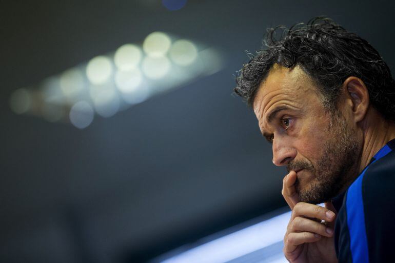 Luis Enrique, en la sala de prensa